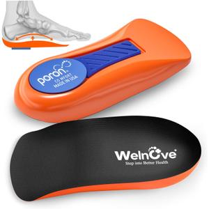 Plantar Fasciitis Heel Support Inserts - Welnove Premium Arch Support Heel Cushion Cups for Heel Pain Heels Spur Achilles Tendonitis - Orthotic Shoe Insert for Women's 6-9, Men's 5-8 (1 Pair) (Small (Pack of 2), Black)