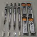 MozArt Mechanical Pencil Set with Case - 4 Sizes: 0.3, 0.5, 0.7 & 0.9mm with 30 HB Lead Refills Each & 4 Eraser Refills -Sketch, Drafting, Art, Drawing Supplies (Clear)