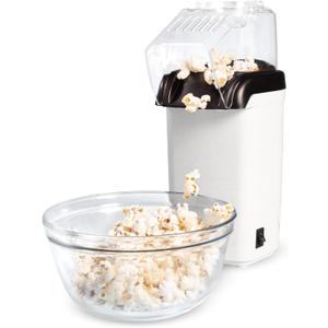 Tasty Hot Air Popcorn Popper, Healthy and Delicious Popcorn in Minutes, Fast and Easy-to-Use, Built-In Measuring Cup and Butter Warmer, 8 Cups, White