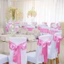 Babenest Satin Chair Sashes Ties Upgraded 50 pcs Chair Ribbons Bows for Wedding Banquet Party Easter Christmas Events Decoration (Pink)