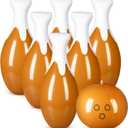 7 Pcs Giant 27 Inch Thanksgiving Turkey Legs Inflatable Bowling Set Turkey Pumpkin Theme 6 Giant 27" Pins and 9" Ball for Indoor Outdoor Fall Thanksgiving Carnival Gift Party Adult Games