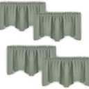 NICETOWN Scalloped Window Valance for Bedroom, Blackout Valance Curtains for Living Room, Kitchen Curtains Valances for Small Window (52x18 Inch, Sage Green, 4 Panels)