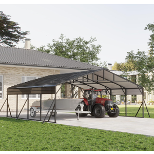 20x20 FT Metal Carport, Garage with Updated Frame Structure, Galvanized Steel Roof and Enhanced Base Canopy, Metal Garage Car Shelter Shade for Car, Boats and Truck 