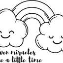 Children Miracles Take A Little Time Uplifting Quote Wall Decal Decoration Beautiful Little Rainbow Happy Smiling Cloud Wall Dcor Lasts Years and Easily Removable - Size: 40 in(W) x 28 in(H)