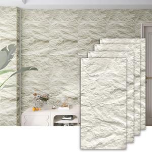 4-Pack 3D PU Stone Wall Panels for Interior Decor - Marble White, 43.30"x23.62"x0.47" | Faux Stone Accent Wall Tiles, Lightweight & Waterproof