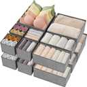 Criusia Drawer Organizer Clothes,16 Pack Underwear Drawer Organizers, Foldable Closet Organizers and Storage Dresser Drawer Dividers Clothing Organizer for Clothes, Socks, Scarves, Bra, Ties (Grey)