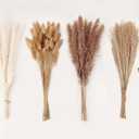 Dried Pampas Grass Decor, 100 Stems Pampas Grass Contains Bunny Tails Dried Flowers, Reed Grass Bouquet for Wedding Boho Flowers Home Table Decor, Rustic Farmhouse Party (17", White and Brown)