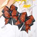 6PCS Glitter Cheer Bow Large Cheer Bows Rhinestones Hair Bows Girls 8"Cheerleading Bows Bulk Elastic Band Ponytail Holder for Teen Girls College Sports Competition Red Black