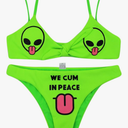 JUMISEE Women Skull Letter Pattern Goth Bikini Set 2 Piece High Waist Bandeau Swimsuit, Size - M