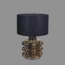 Ceramic Kiln Changed Glaze Table Lamp, 16 x 16 x 23 Inch Ceramic Base with Black Shade, Kiln Change Glaze