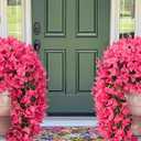 2Pcs UV Resistant Artificial Flowers for Outdoors, Realistic Faux Silk Bougainvillea Flowers, Fake Hanging Plants for Porch Patio Balcony Decoration (Rose Red)