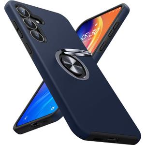 JAME for Samsung Galaxy S25 FE Case, Dual Layer Military Grade Shockproof Cover with Metal Ring Holder Stand Kickstand, Slim Fit Protective Phone Case for Galaxy S25 FE Case 6.7", Blue