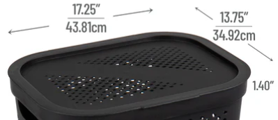 2 pcs Lids For Laundry Bins Plastic, Black, 
 17.25"L x 13.75"W