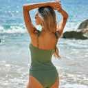 Tankini Swimsuits for Women Swimwear Ruffle Square Neck High Waisted Tummy Control Two Piece Swimsuit Vintage Bathing Suit (S)