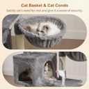 Heybly Cat Tree with Toy, Cat Tower Condo for Indoor Cats, Cat House with Padded Plush Perch, Cozy Hammock and Sisal Scratching Posts, Light Gray HCT004SW