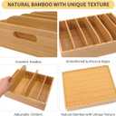 Bamboo Lid Holder Food Container, Kitchen Organizer with 5 Adjustable Dividers, Cabinet Organizer for Food, Kitchen Gadget, Container Lids (2pcs)