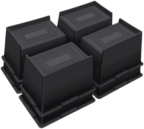ANNKUT Bed Risers 5 Inch Heavy Duty,Oversized Couch Risers, Extra Wide Furniture Risers for Sofa Table Desk Headboard Chair Lifting,Rectangle Risering Blocks Support 6000 lbs(8 Pack Black)