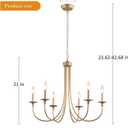 Gold Farmhouse Chandelier Modern Candlestick Dining Chandelier Light Fixture Industrial 6 Light Pendant Lighting for Kitchen Living Room Bedroom Foyer Entrance Hallway Entryway