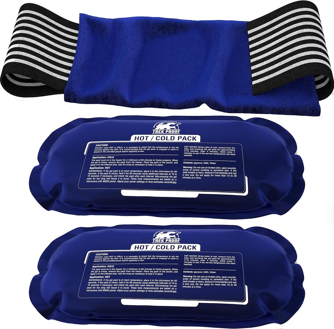 Ice Packs for Injuries Reusable (3-Piece Set)  Hot and Cold Ice Pack Therapy Gel Wrap Support  Supports Recovery, Joint and Muscle Pain  Knees, Back & More (3 Piece Set - Classic)