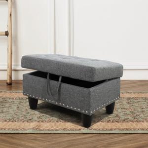 NicBex Ottoman with Storage Comfy Foot Stool Storage Ottoman Linen Living Room Sofa Ottoman Modern Foot Rest Square Ottoman Storage Cube Ottoman for Living Room, Dorm, Bedroom, Grey (29.1"D x 18.9"W x 17.3"H)