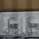 Klikel Stocking Holder Set of 2 - Christmas Reindeer Stocking Hanger For Mantel - Shiny Silver Metal Deer Christmas Stocking Holder For Fireplace Mantle - Heavy Stocking Holder For Mantle-facing Right