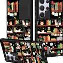 for Samsung Galaxy S25 Ultra Case - Women Girls Cute Phone Cover Pretty Aesthetic Unique Girly Cats Bookshelf Design with Camera Cover Ring Stand Funda for Samsung S25 Ultra Case, Bookshelf, Galaxy S25 Ultra