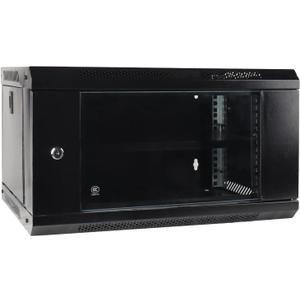 6U Wall Mount Network Server Cabinet with Glass Door, Locks, Removable Side Panels, for IT Equipment, A/V Devices, Black