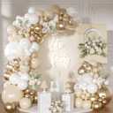 White and Gold Balloon Arch Kit, Metallic Gold and Sand White Balloon Garland Kit for Wedding Birthday Baby Shower Gender Reveal Bridal Decorations