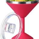 Daximo 13 oz Double-Wall Vacuum Insulated Martini Tumbler Stainless Steel Martini Glasses with Lid and Non-slip Base Elegant Large Martini Cups for Perfectly Chilled Drinks (Red)