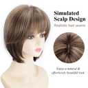 SEVENCOLORS Short Brown Wigs for White Women Natural Hair Lace Front Pixie Bob Wigs Synthetic Brown Mix Blonde Womens Wig