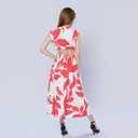 Womens Cut Out Dress - Floral Sleeveless Casual Beach Maxi Dresses, Lightweight Flowy Crewneck Sundress (XX-Large, Red)