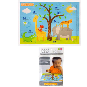 Neat Solutions Table Topper Disposable Stick-on Placemats in Reusable Package, Gender Neutral, 12" x 18", 60 Count (Pack of 1) (Styles May Vary)
