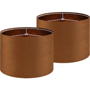 GO&SO Large Lampshades Replacement,Burnt Orange Velvet Drum Lamp Shades Set of 2-16" Top x 16" Bottom x 12" High(Spider)- Modern Fabric Lampshade for Table Lamp,Floor Lamps -Assembly Require