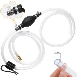 Gasoline Siphon Hose Pump, Hand Fuel Transfer Pump, High Flow Gas Siphon Pump for water Gasoline Oil Petrol Diesel, Manual Fuel Pump with 2 Premium PVC Hoses