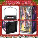 Honoson 2 Pcs Christmas Lanterns Decorative with LED String Lights Metal Hanging Xmas Vintage Lantern with Red Ribbon Berry for Indoor Outdoor Xmas Home Porch Party Decor(Deer)