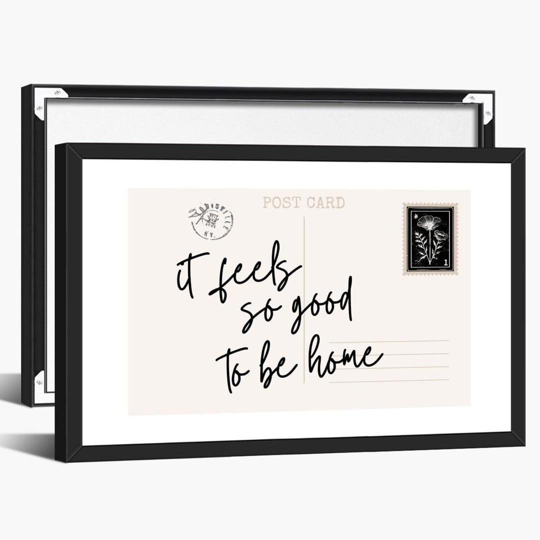 Cute Girly Wall Art Feels So Good To Be Home Vintage Black Postcard Poster Canvas Print Trendy Apartment Aesthetic for Home College Dorm Cool Girl Wall Decor 8x12inch black framed