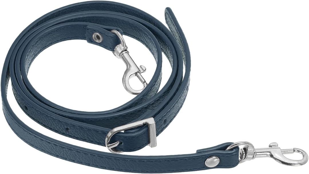 PATIKIL Leather Purse Strap Replacement 47 Inch, PU Adjustable Shoulder Crossbody Replacement Strap with Silver Hardware, Navy Blue