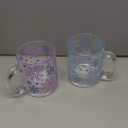 Whaline 4Pcs Christmas Snowflake Glass Coffee Mug Set 12 Oz Winter Snowflake Glass Cups with Handle Xmas Winter Holiday Gifts Clear Drinking Wine Beverage Glasses for Hot Cold Drinks Water Tea Milk