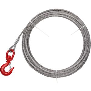 Steel Winch Cable,3/8" x 75' Wire Rope with Swivel Hook,17637 Lbs Breaking Strength,6x19 Strand Core Steel Towing Cable for Tow Truck,Crane,Wrecker