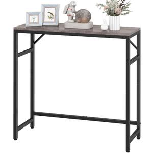 Narrow Console Table, 29.5" Small Entryway Table, Sofa Table with 2 Support Bar, Industrial Couch Table, Thin Side Table, Display Tables for Living Room, Hallway, Bedroom, Foyer, Grey