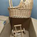 Large Wicker Flower Girl Basket with Handle Vintage Wicker Baby Carriage for Baby Shower Decorative Woven Rattan Stroller Shaped Flower Basket for Wedding Floral Arrangement