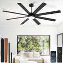 Depuley 66" Ceiling Fans with Lights: Black Indoor/Outdoor Ceiling Fan for Patios Living Room - 8 Blades Dimmable Large Ceiling Fans with Remote APP Control Timer Reversible Quiet DC Motor 6 Speeds