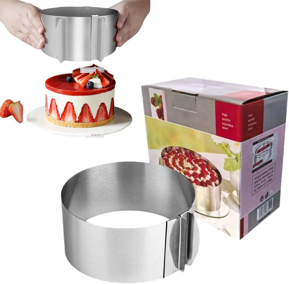 Round Cake Ring Mold,Adjustable 6"-12" Round Stainless Steel Cake Mousse Mold Ring Pastry Baking Tool,Stainless Steel Baking Rings Round Cake Molds for Cake Dessert Mousse Baking Pastry, Cake Decor