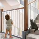 Baby Gate for Stairs, Banister Guard for Kids, Pets, Toys, 59ft L x 2.66 ft H, Mesh Netting Safety Net for Balcony Rail Stair, Stairway Net Baby Safety Products for Indoor & Outdoor (White)