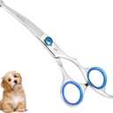 6.5” Curved Pet Grooming Scissors – Professional Dog Hair Cutting Shears with Blue Adjustable Tension Screw & Comfort Grip – Ideal for Face, Ears, Paws & Finishing