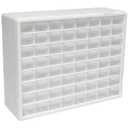 Akro-Mils 64-Drawer Plastic Drawer Storage Cabinet for Garage Organization, Bead Organizer, Building Bricks Storage, Teacher Toolbox, Makeup Organizer, 20" W x 6" D x 16" H, 10164 White