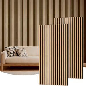 TONOR Wood Slatwall Panels, 2 Pack 47.2" x 23.6"/ 120 x60cm(15.5ft²) Acoustic Wall Panels, Wood Slat Acoustic Panels for Noise Cancelling and Wall Décor Living Room, Bedroom, Home Decor, Office, Teak
