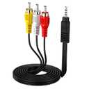 3.5mm to RCA Camcorder Handycam AV Audio Video Output Cable, 1/8" TRRS to 3 RCA Male Plug AUX Cable Cord for TV,Smartphones,MP3, Tablets,Speakers,Home Theater - 5ft
