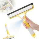 BrightSwipe Glass Cleaner, 3 in 1 Window Squeegee Cleaner with Spray Bottle and Scrubber  Multi-Function Glass Cleaning Tool for Shower, Car, Mirrors, Tile, and Home Windows (Yellow)