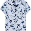 TUNEVUSE Mens Short Sleeve Hawaiian Shirts Button Down Aloha Tropical Shirt Casual Beach Clothes (Blue, L)